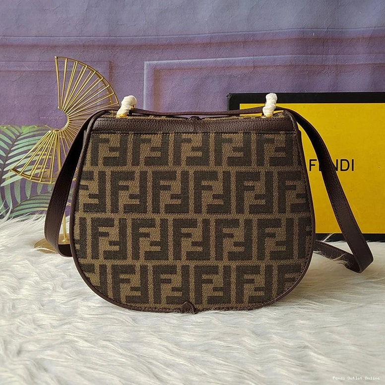 Affordable Medium Fendi C'mon Fabric Bag Motif FF In Brown 0716